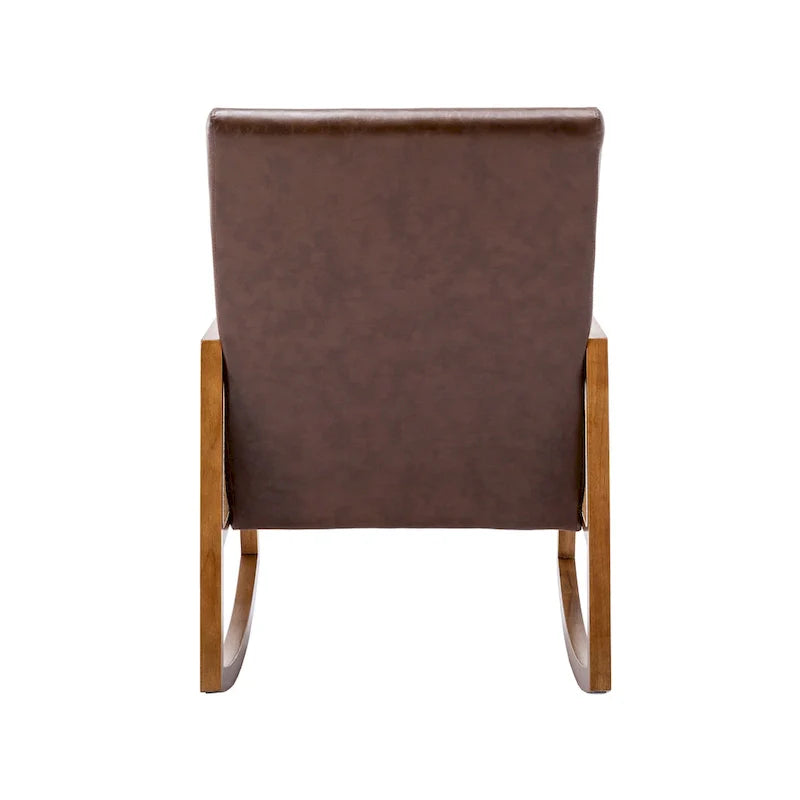 Fauteuil à bascule moderne SEYNAR en cuir PU avec accoudoirs en rotin