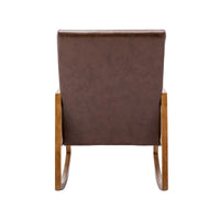 Fauteuil à bascule moderne SEYNAR en cuir PU avec accoudoirs en rotin