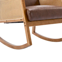 Fauteuil à bascule moderne SEYNAR en cuir PU avec accoudoirs en rotin