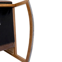 Fauteuil à bascule moderne SEYNAR en cuir PU avec accoudoirs en rotin