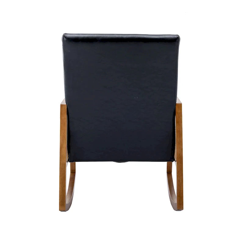 Fauteuil à bascule moderne SEYNAR en cuir PU avec accoudoirs en rotin