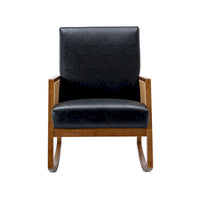 Fauteuil à bascule moderne SEYNAR en cuir PU avec accoudoirs en rotin