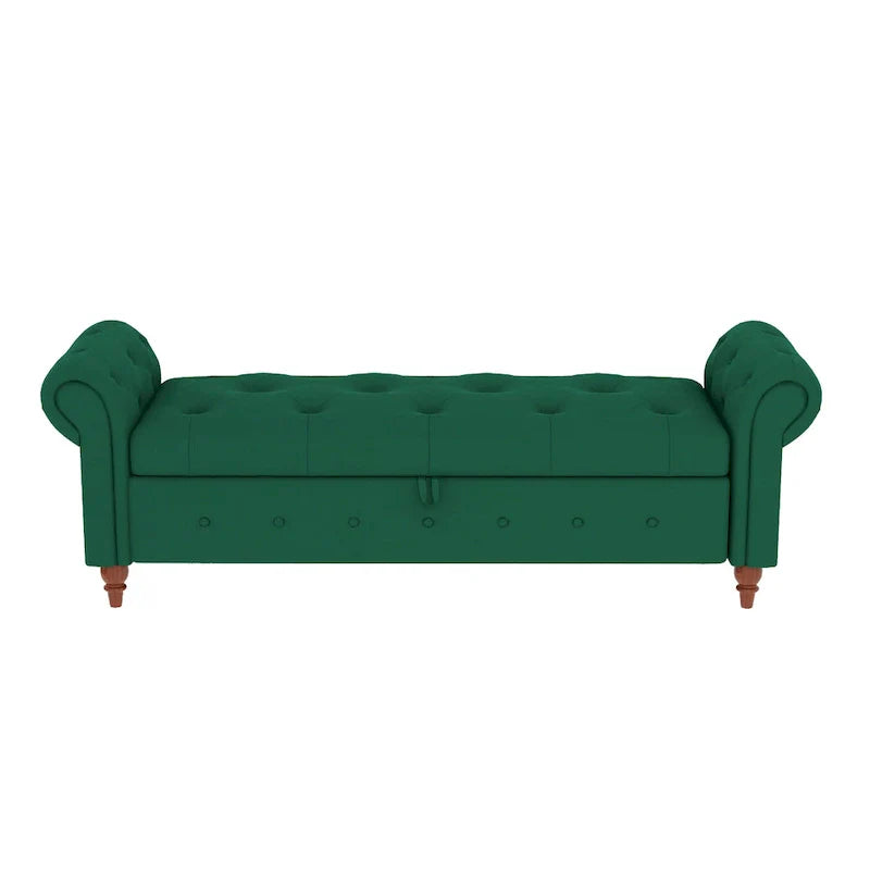 Banc de rangement moderne pour lit, banc à chaussures, repose-pieds avec accoudoirs roulés