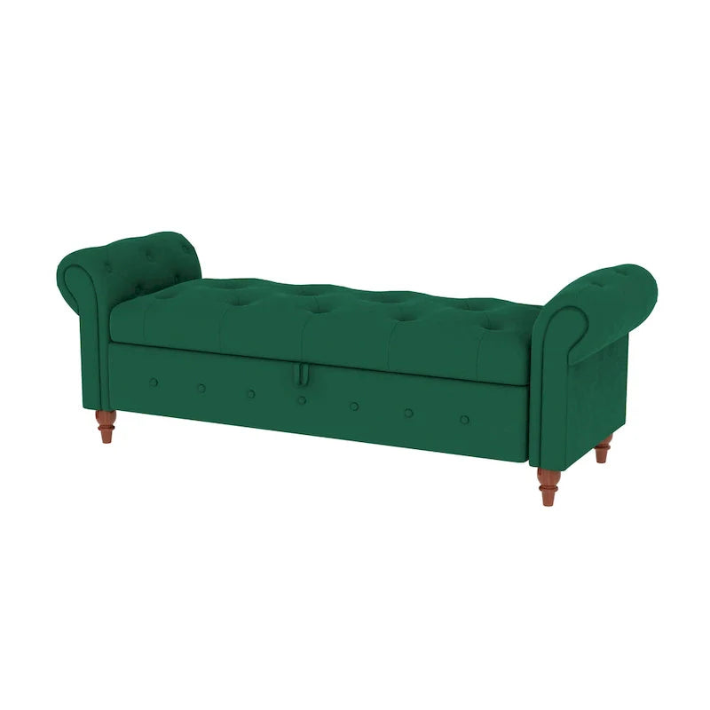Banc de rangement moderne pour lit, banc à chaussures, repose-pieds avec accoudoirs roulés