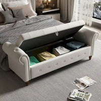 Banc de rangement moderne pour lit, banc à chaussures, repose-pieds avec accoudoirs roulés