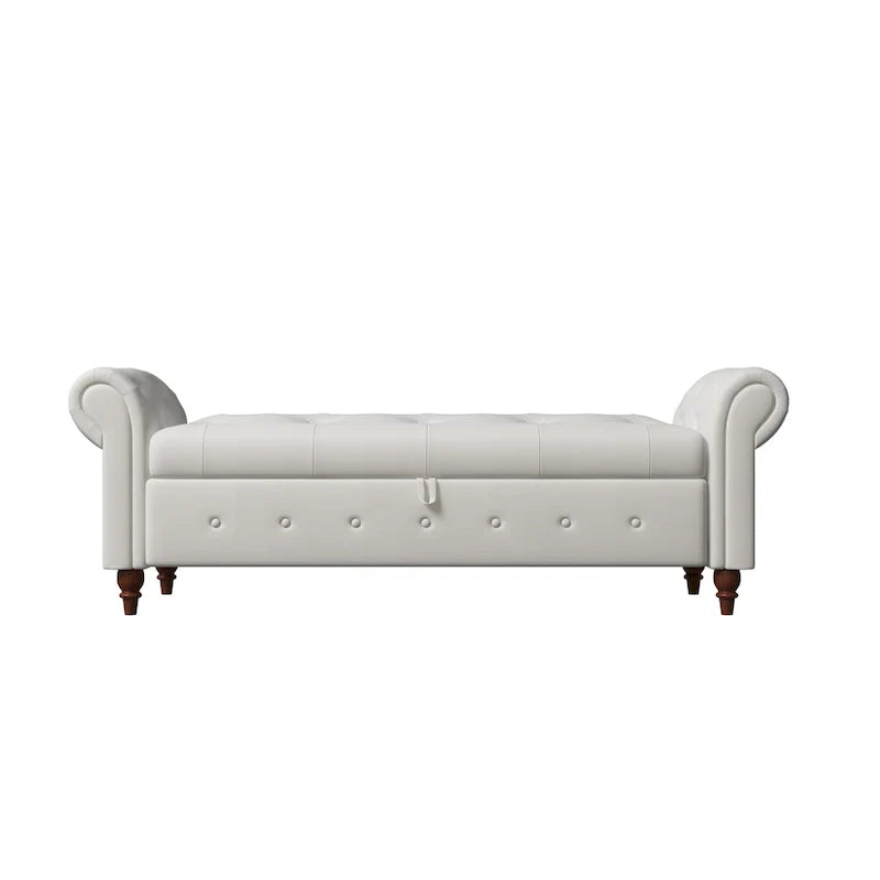 Banc de rangement moderne pour lit, banc à chaussures, repose-pieds avec accoudoirs roulés