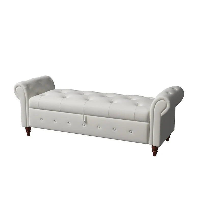 Banc de rangement moderne pour lit, banc à chaussures, repose-pieds avec accoudoirs roulés