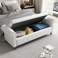 Banc de rangement moderne pour lit, banc à chaussures, repose-pieds avec accoudoirs roulés
