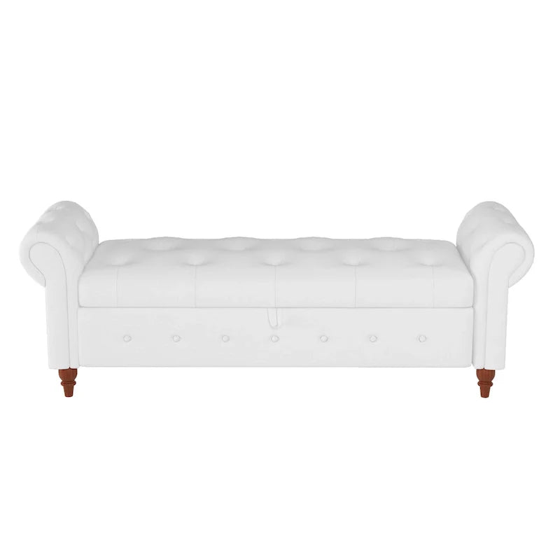 Banc de rangement moderne pour lit, banc à chaussures, repose-pieds avec accoudoirs roulés