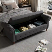 Banc de rangement moderne pour lit, banc à chaussures, repose-pieds avec accoudoirs roulés