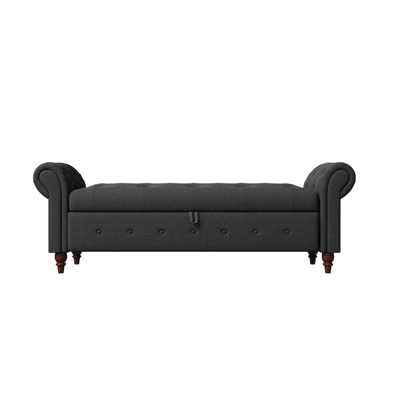 Banc de rangement moderne pour lit, banc à chaussures, repose-pieds avec accoudoirs roulés
