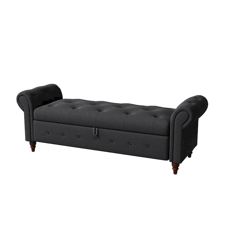 Banc de rangement moderne pour lit, banc à chaussures, repose-pieds avec accoudoirs roulés