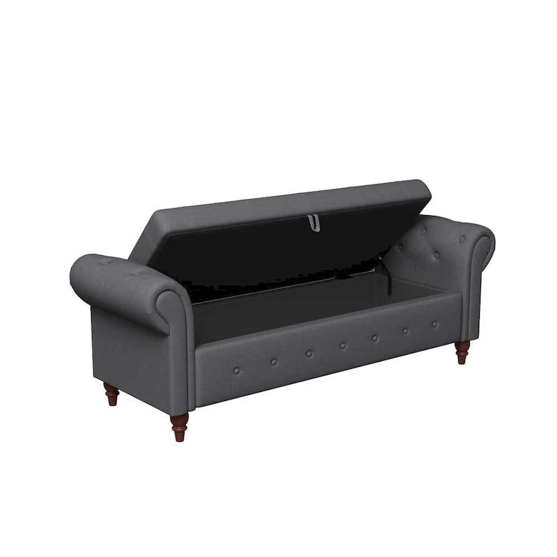 Banc de rangement moderne pour lit, banc à chaussures, repose-pieds avec accoudoirs roulés