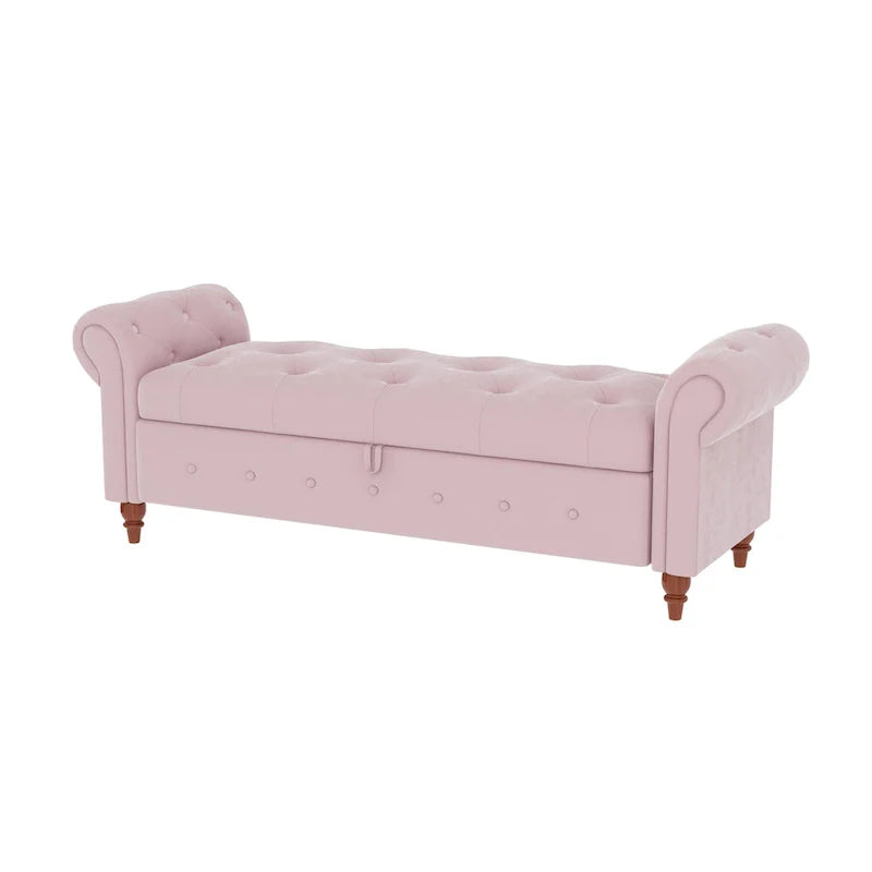 Banc de rangement moderne pour lit, banc à chaussures, repose-pieds avec accoudoirs roulés