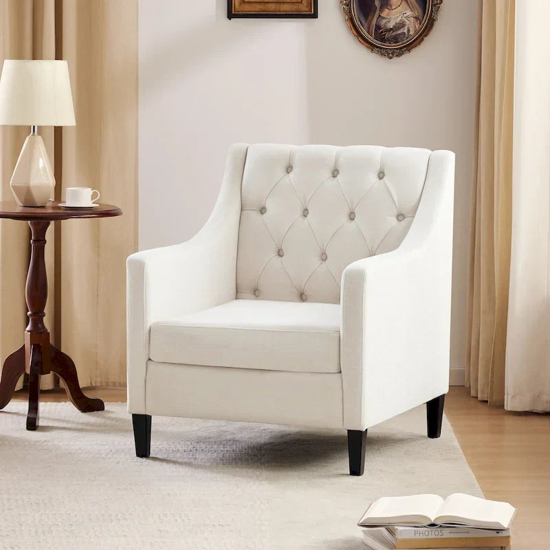 Fauteuil HUIMO confortable avec oreiller Beige/ Bleu Canard/ Bleu