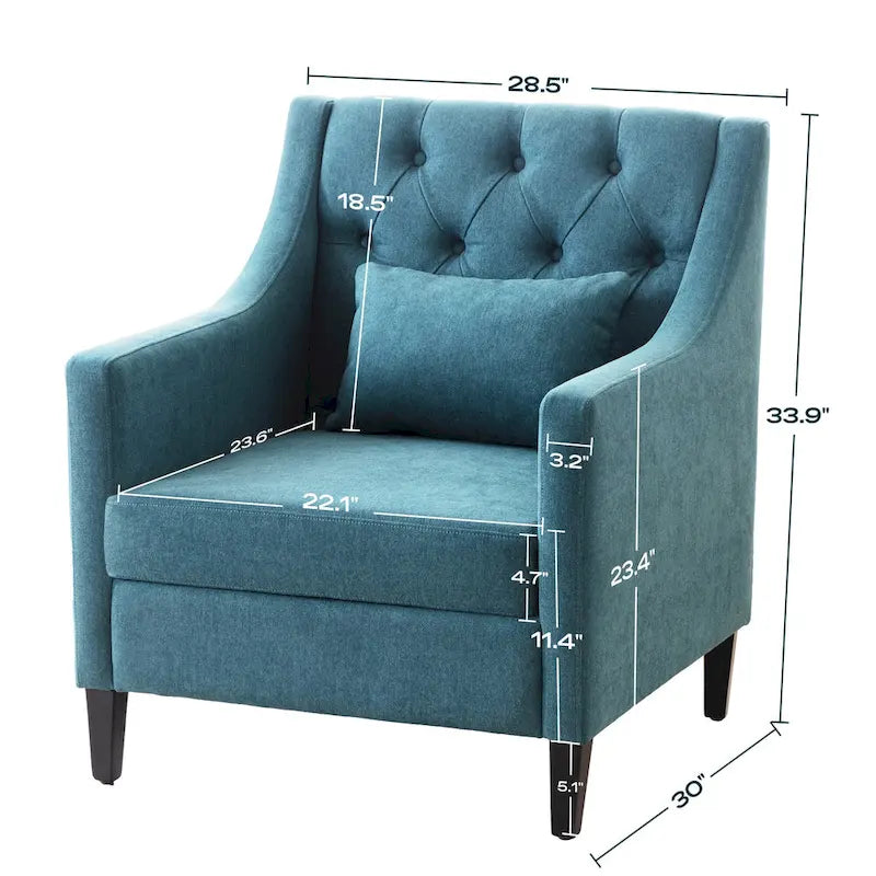 Fauteuil HUIMO confortable avec oreiller Beige/ Bleu Canard/ Bleu