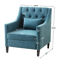 Fauteuil HUIMO confortable avec oreiller Beige/ Bleu Canard/ Bleu