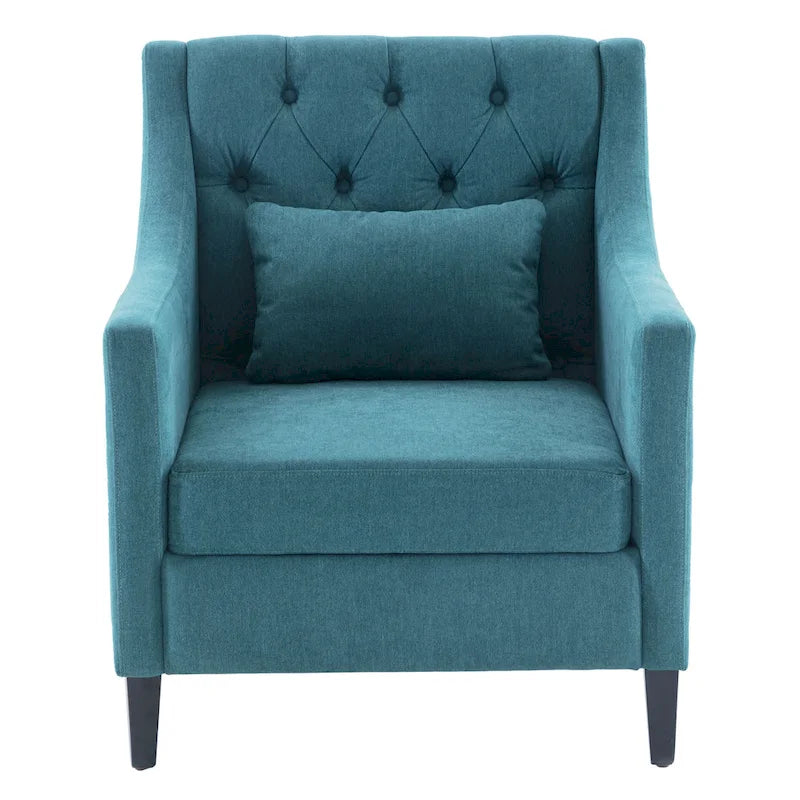 Fauteuil HUIMO confortable avec oreiller Beige/ Bleu Canard/ Bleu