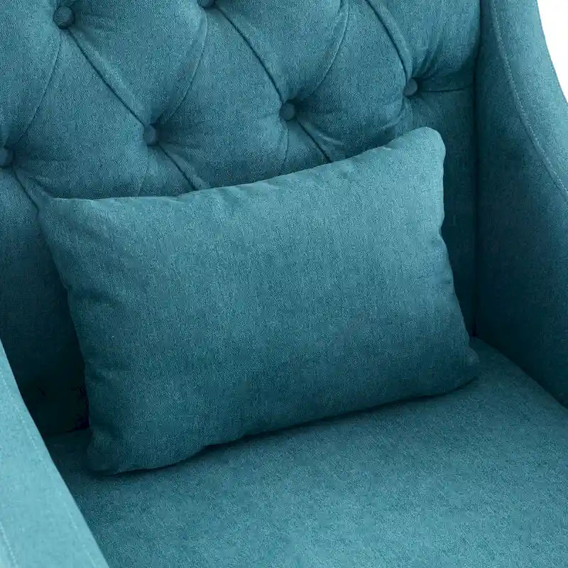 Fauteuil HUIMO confortable avec oreiller Beige/ Bleu Canard/ Bleu