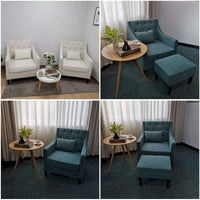 Fauteuil HUIMO confortable avec oreiller Beige/ Bleu Canard/ Bleu