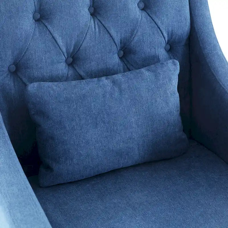 Fauteuil HUIMO confortable avec oreiller Beige/ Bleu Canard/ Bleu