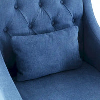 Fauteuil HUIMO confortable avec oreiller Beige/ Bleu Canard/ Bleu