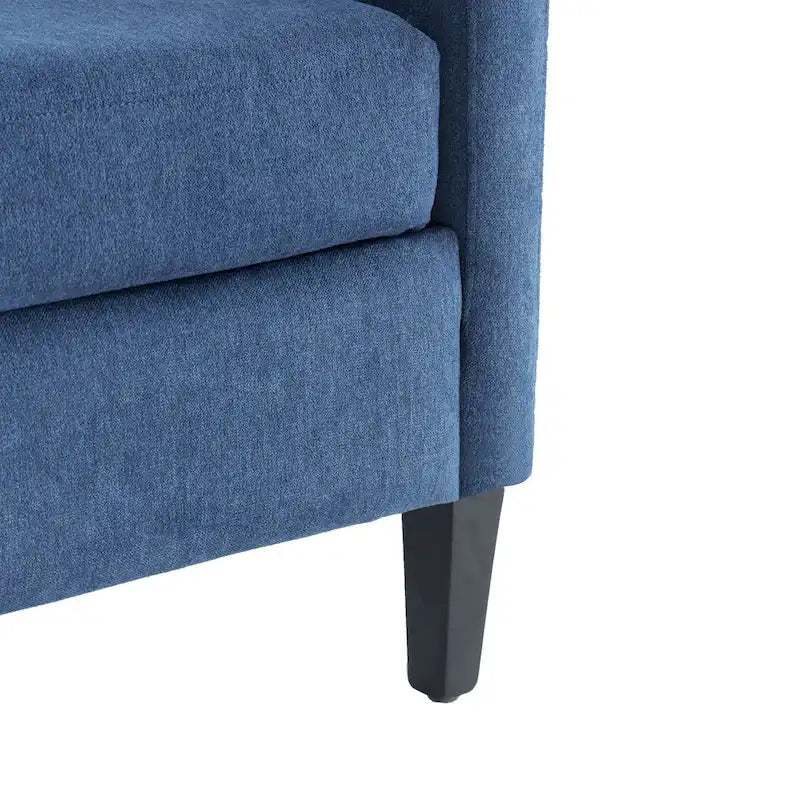 Fauteuil HUIMO confortable avec oreiller Beige/ Bleu Canard/ Bleu