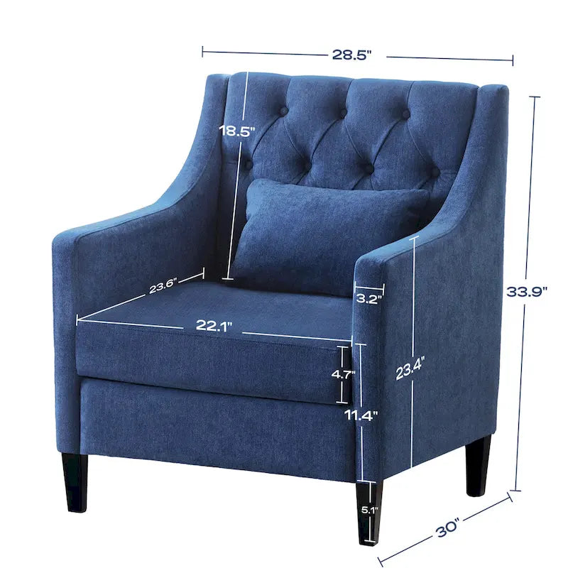 Fauteuil HUIMO confortable avec oreiller Beige/ Bleu Canard/ Bleu