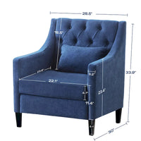 Fauteuil HUIMO confortable avec oreiller Beige/ Bleu Canard/ Bleu