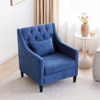Fauteuil HUIMO confortable avec oreiller Beige/ Bleu Canard/ Bleu