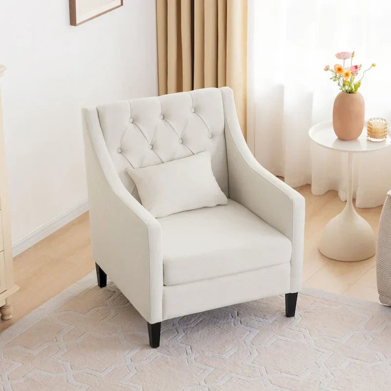 Fauteuil HUIMO confortable avec oreiller Beige/ Bleu Canard/ Bleu