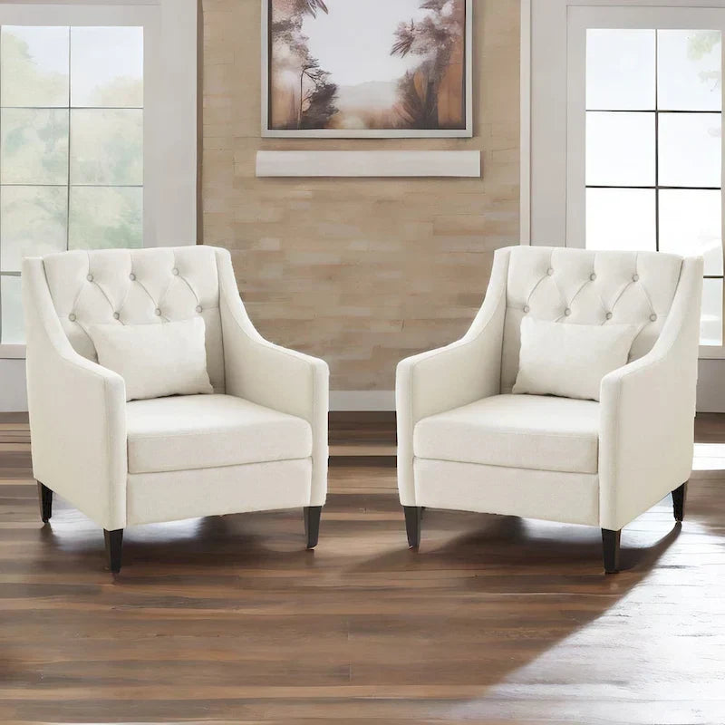 Fauteuil HUIMO confortable avec oreiller Beige/ Bleu Canard/ Bleu