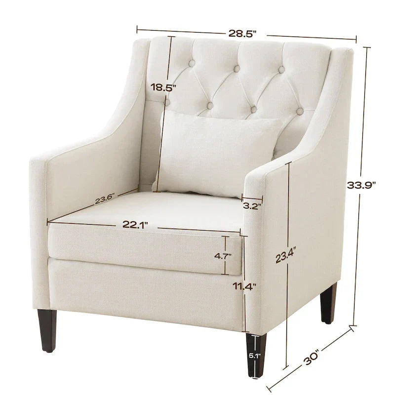 Fauteuil HUIMO confortable avec oreiller Beige/ Bleu Canard/ Bleu