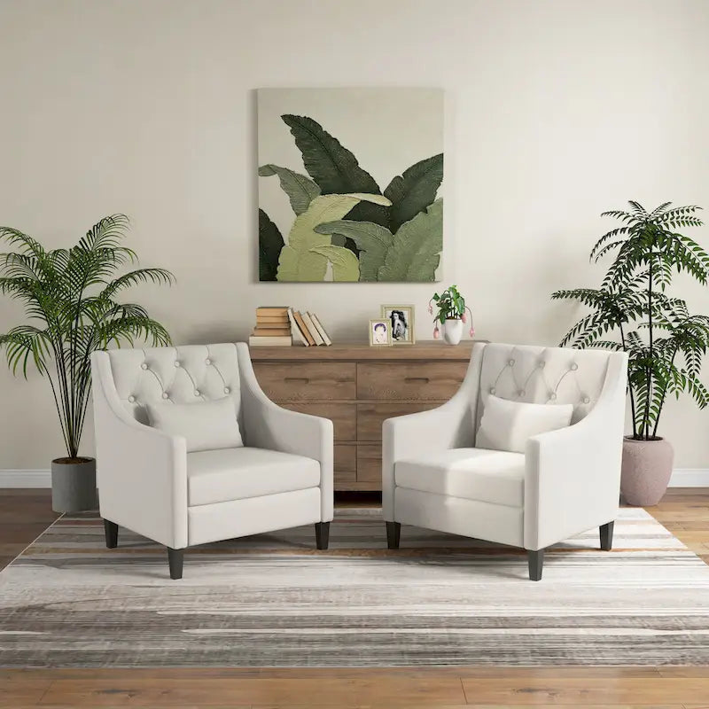 Fauteuil HUIMO confortable avec oreiller Beige/ Bleu Canard/ Bleu