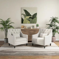 Fauteuil HUIMO confortable avec oreiller Beige/ Bleu Canard/ Bleu