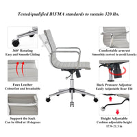 Chaise de bureau à dossier cannelé LUXMOD pour ordinateur et télétravail
