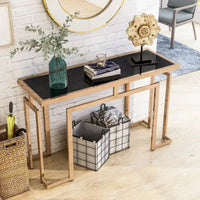 Table de canapé contemporaine 52 pouces à plateau en verre Pelmont par Furniture of America
