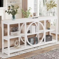 Console de canapé 70.9 pouces avec étagères de rangement en bois à 3 niveaux, cadre en métal industriel pour vestibule, couloir, salon, derrière le canapé