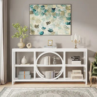 Console de canapé 70.9 pouces avec étagères de rangement en bois à 3 niveaux, cadre en métal industriel pour vestibule, couloir, salon, derrière le canapé