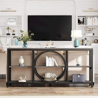 Console de canapé 70.9 pouces avec étagères de rangement en bois à 3 niveaux, cadre en métal industriel pour vestibule, couloir, salon, derrière le canapé