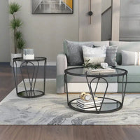 Ensemble de tables basses Gable Glam en verre 2 pièces avec étagère par Furniture of America