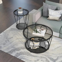Ensemble de tables basses Gable Glam en verre 2 pièces avec étagère par Furniture of America