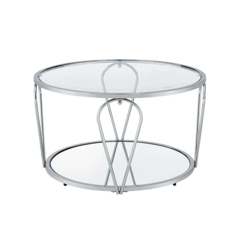 Ensemble de tables basses Gable Glam en verre 2 pièces avec étagère par Furniture of America
