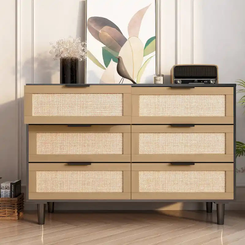Commode en rotin 6 tiroirs tiroir en rotin,