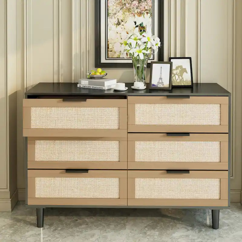 Commode en rotin 6 tiroirs tiroir en rotin,