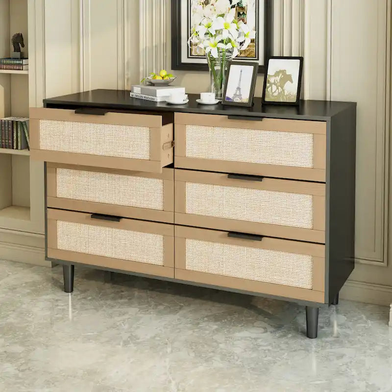 Commode en rotin 6 tiroirs tiroir en rotin,