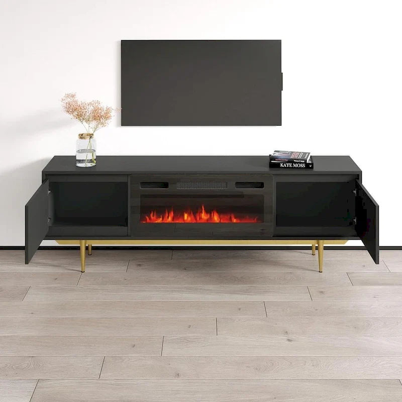 Meuble TV avec cheminée Maze BL-EF