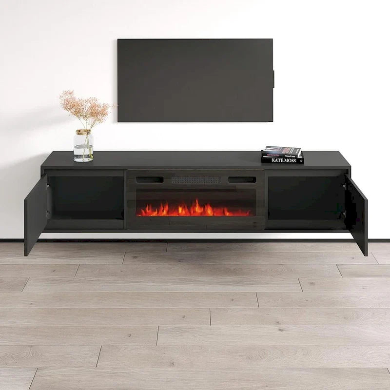 Meuble TV avec cheminée Maze BL-EF