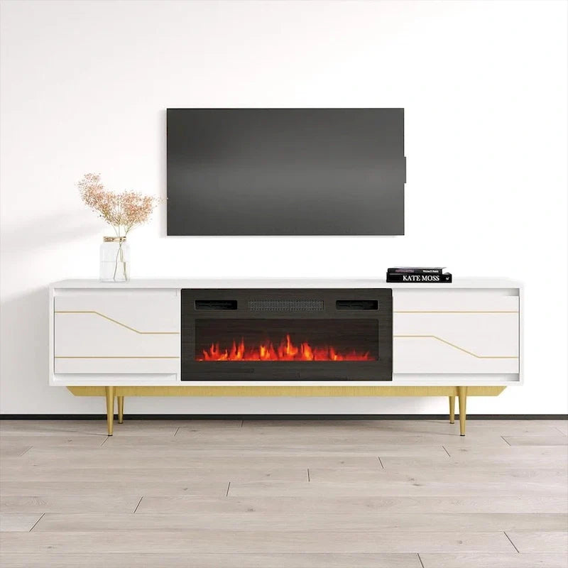 Meuble TV avec cheminée Maze BL-EF