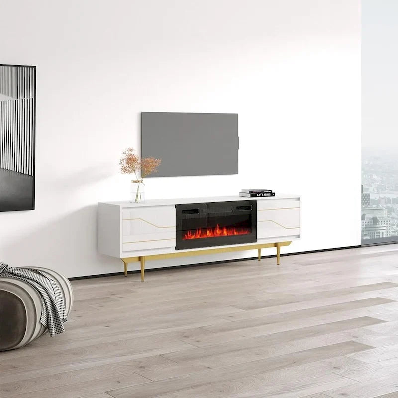 Meuble TV avec cheminée Maze BL-EF
